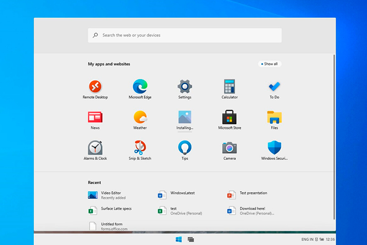 Скриншот будущей Windows 10X