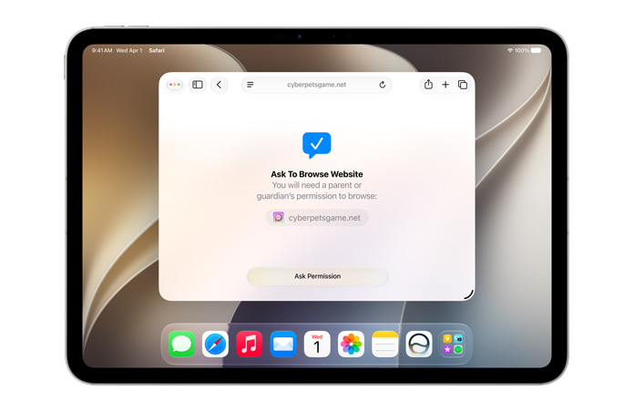 Интерфейс Ask to Browse для запроса разрешения на открытие сайта в Safari