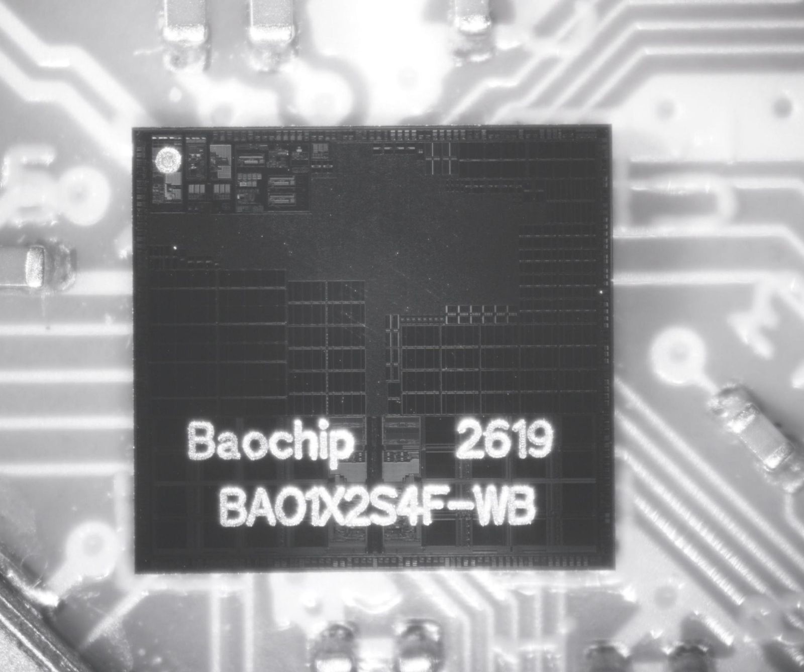 Кристалл Baochip-1x при исследовании в инфракрасном свете