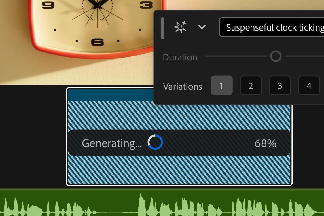 Генерация звукового фрагмента на монтажной шкале Adobe Premiere