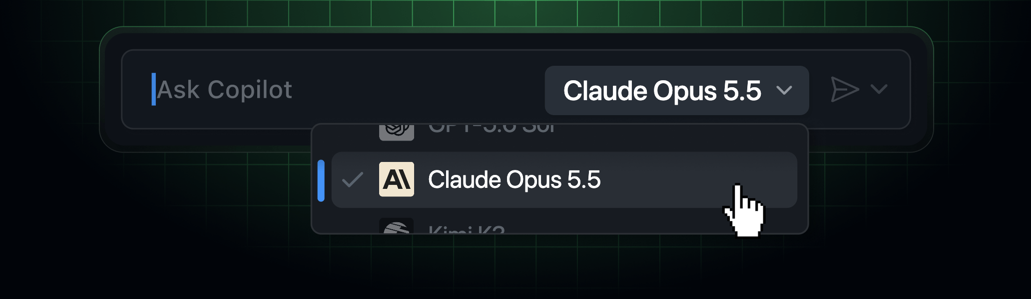 Выбор Claude Opus 5.5 в интерфейсе GitHub Copilot