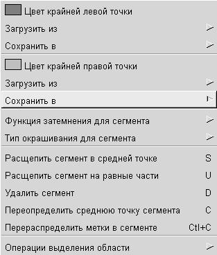 меню редактирования