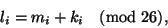 \begin{displaymath}
l_i=m_i+k_i\pmod {26},
\end{displaymath}