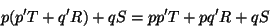 \begin{displaymath}р(р'Т + q'R) + qS =рр'Т + pq'R + qS\end{displaymath}